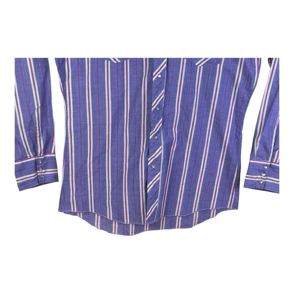 Wrangler Western Shirt Men's Purple Pink Pearl Snap Plaid Button Long Size LT - Picture 3 of 12